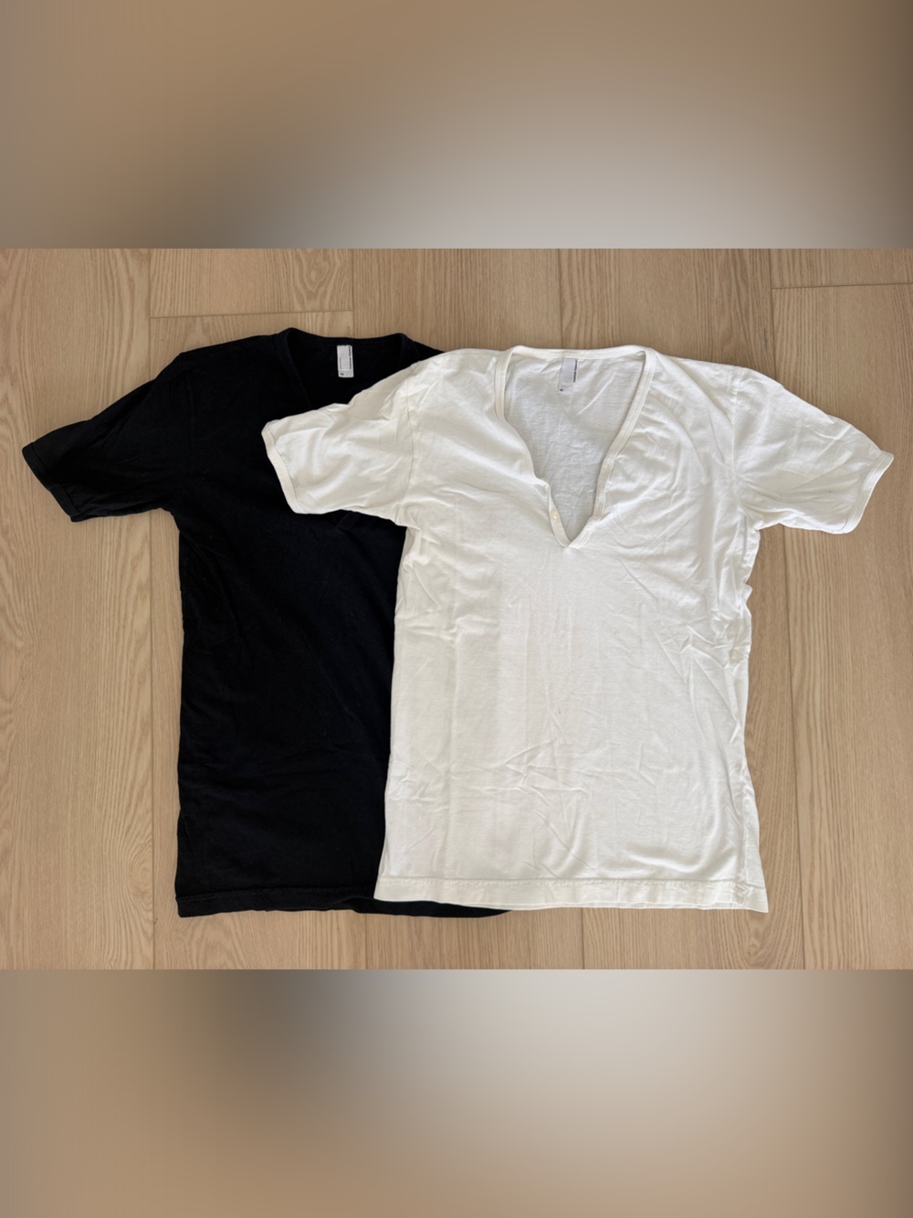 American Apparel Black & White Short Sleeve Henley Tee Bundle
